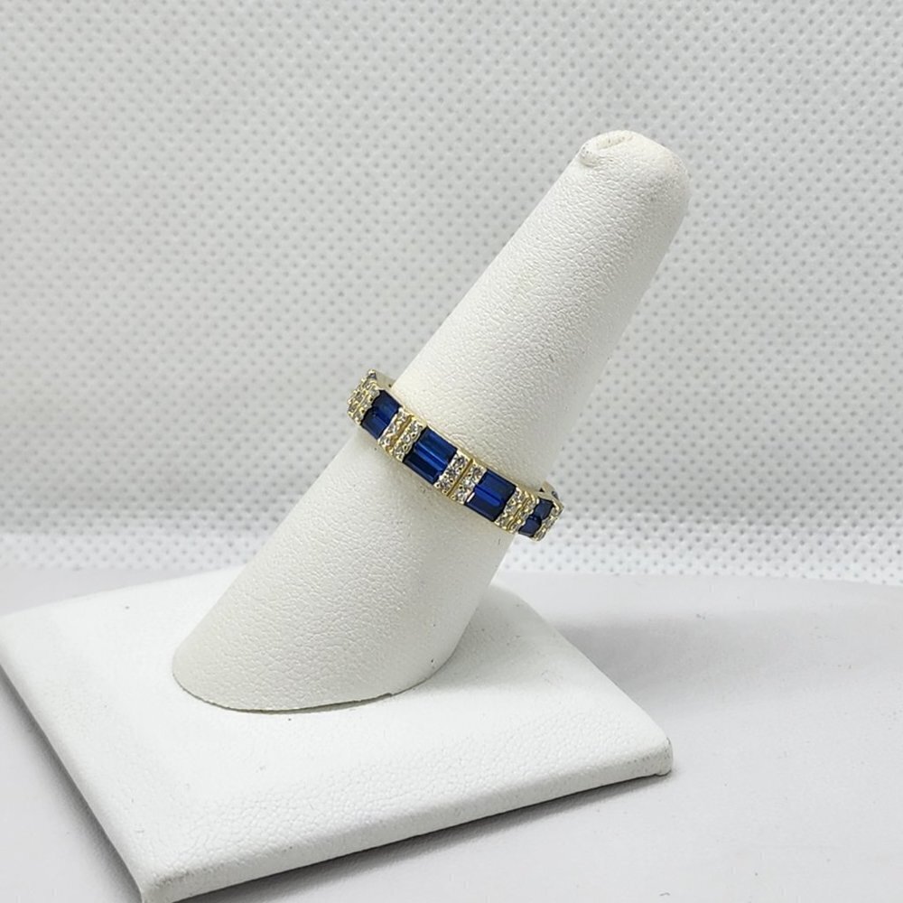 Brand New Sterling Silver 925 Blue Gemstone & CZ Ring - Picture 3 of 5